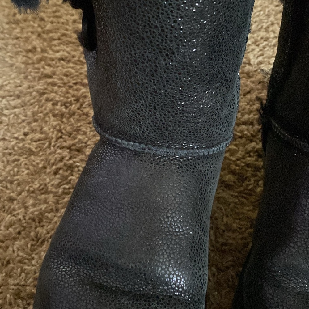 Black Sparkly Uggs With Button Size W9 - image 2